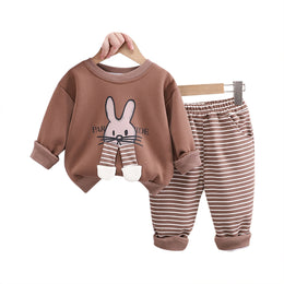 Kids Brown & White Printed Pure Cotton Top with Pyjamas