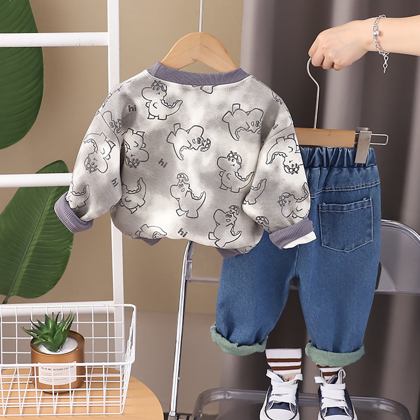 Kids Printed Pure Cotton Sweatshirt with Trousers
