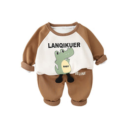 Kids Printed Round Neck Pure Cotton Sweatshirt with Joggers