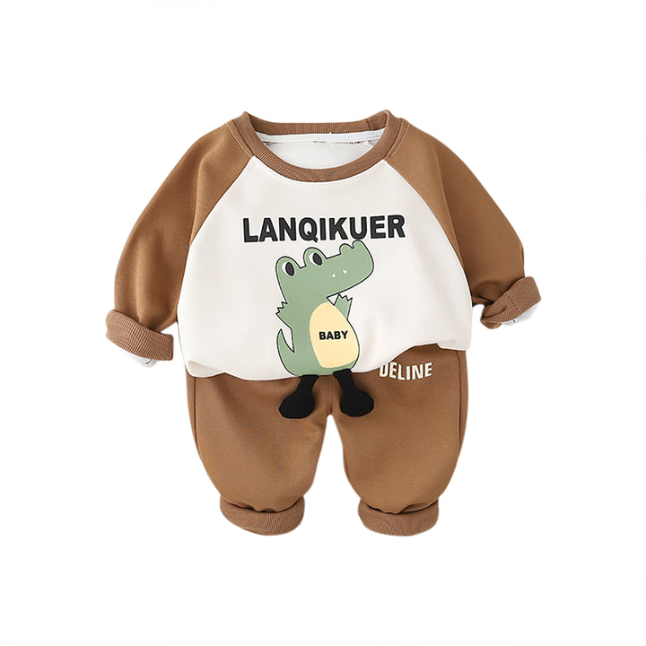 Kids Printed Round Neck Pure Cotton Sweatshirt with Joggers