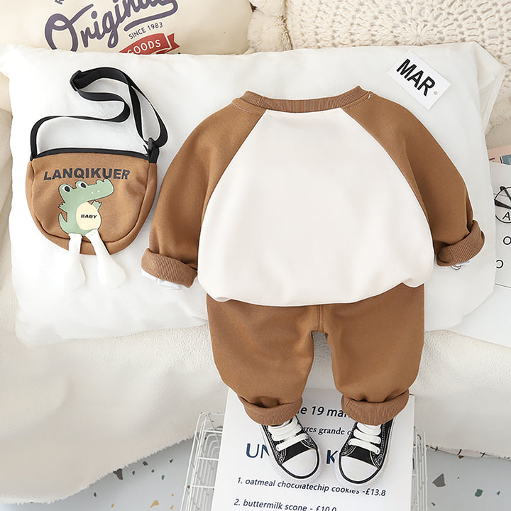 Kids Printed Round Neck Pure Cotton Sweatshirt with Joggers