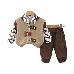 Kids Printed Pure Cotton Shirt with Trousers & Waistcoat