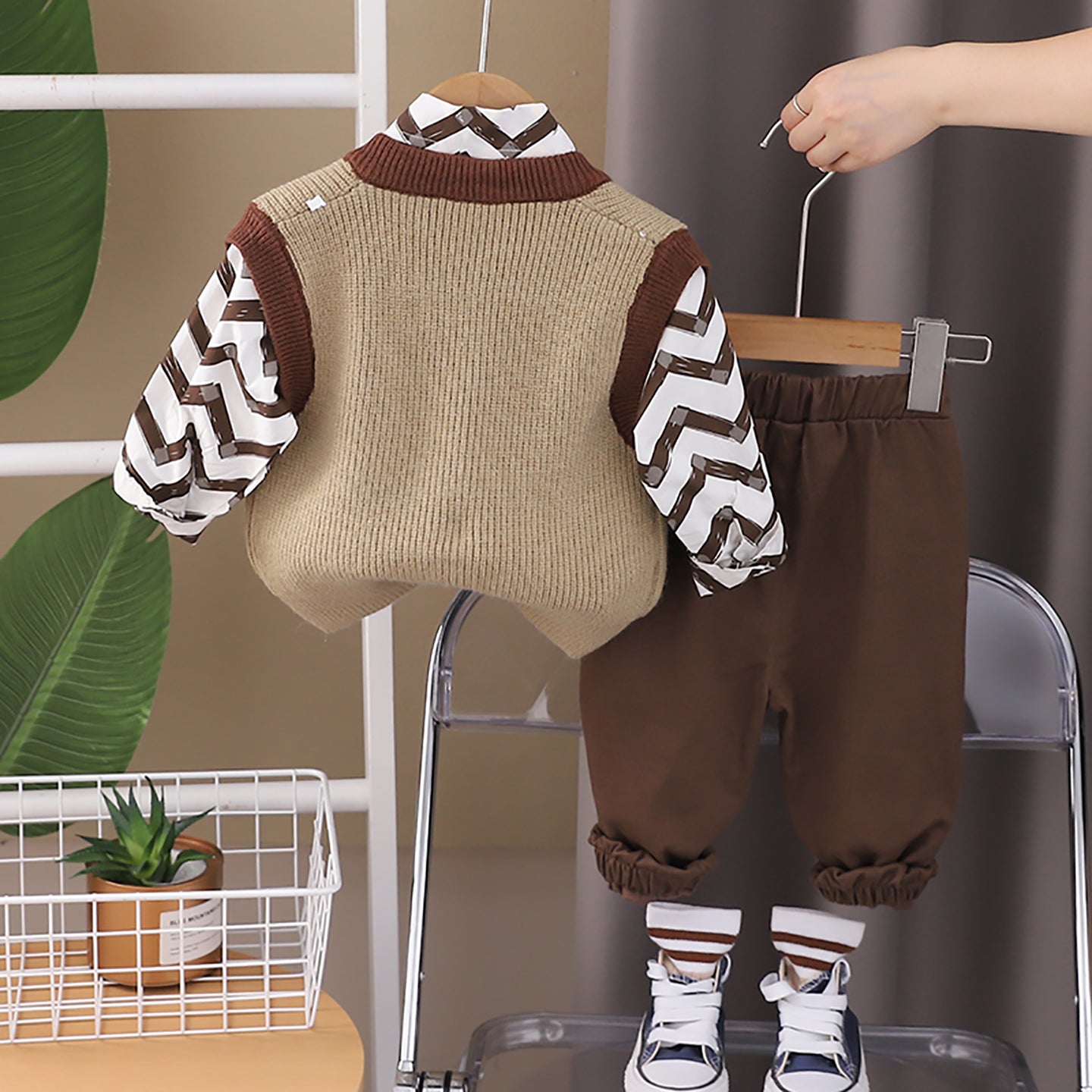 Kids Printed Pure Cotton Shirt with Trousers & Waistcoat