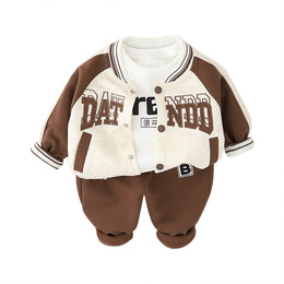 Kids Brown & White Colourblocked Pure Cotton Top with Trousers