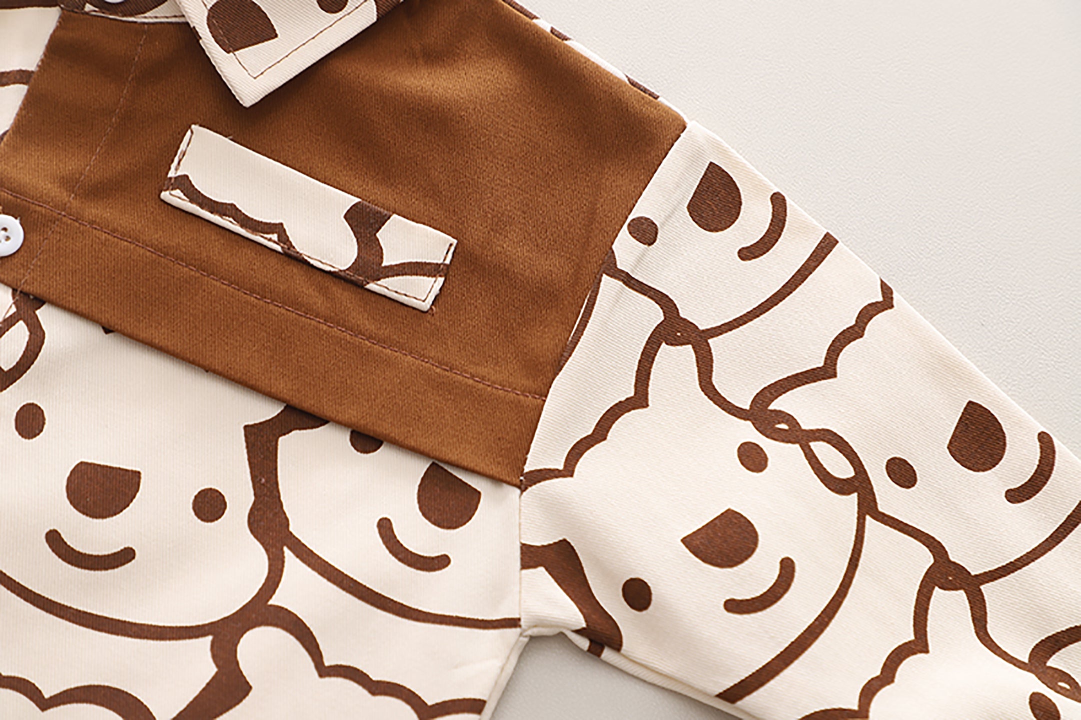 Kids Brown & White Printed Pure Cotton Shirt with Pyjamas