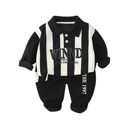 Kids Black & White Striped Pure Cotton Top with Pyjamas