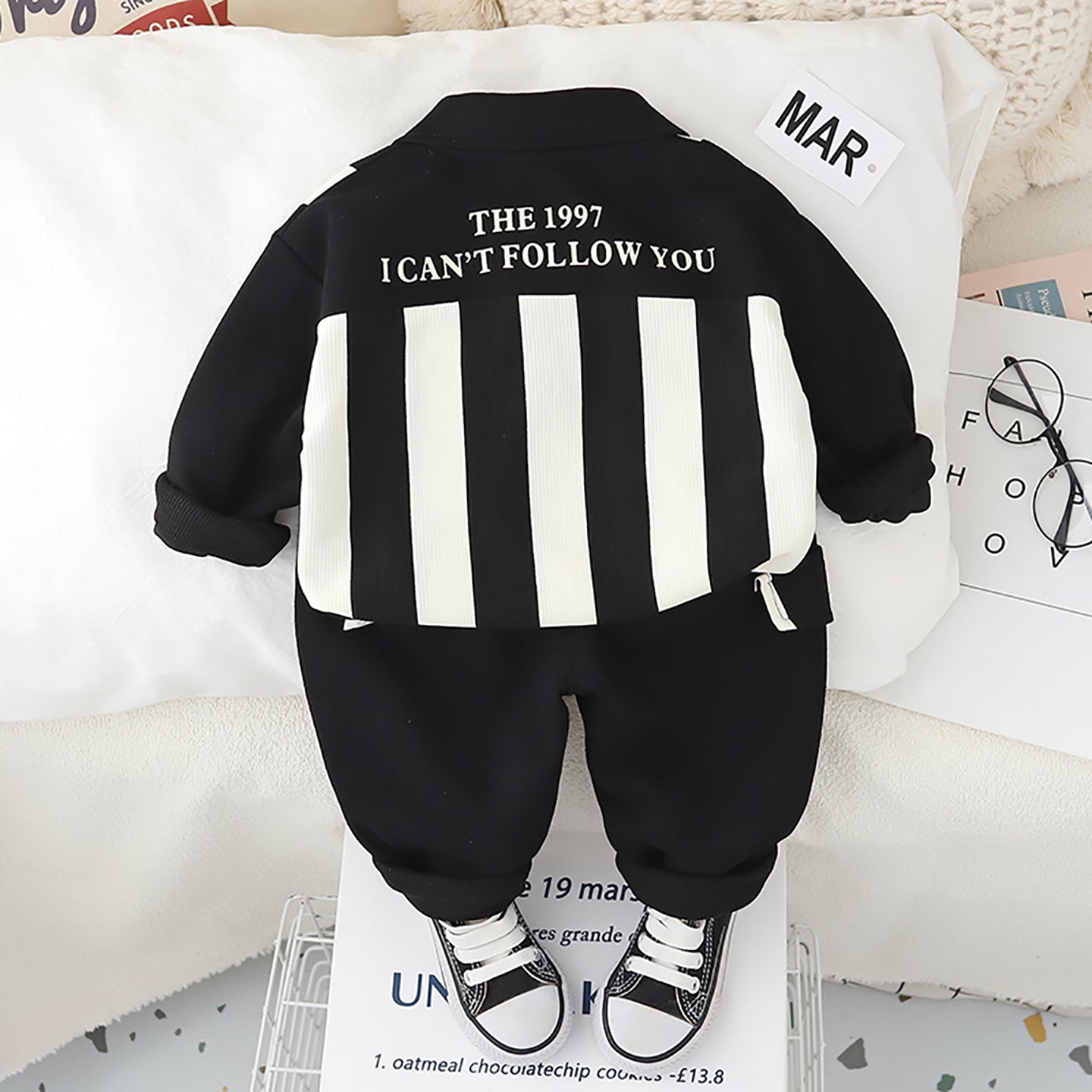 Kids Black & White Striped Pure Cotton Top with Pyjamas