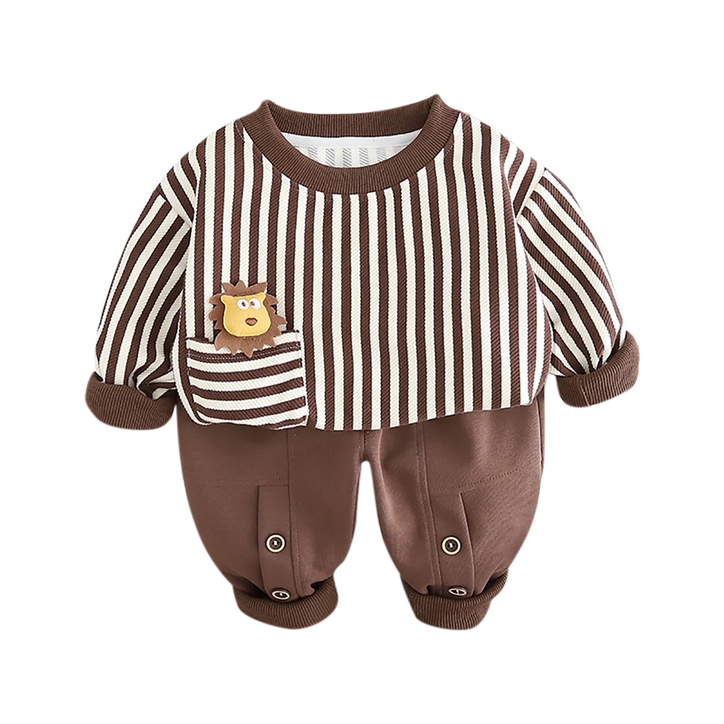 Kids Brown & Off White Striped Pure Cotton Top with Pyjamas