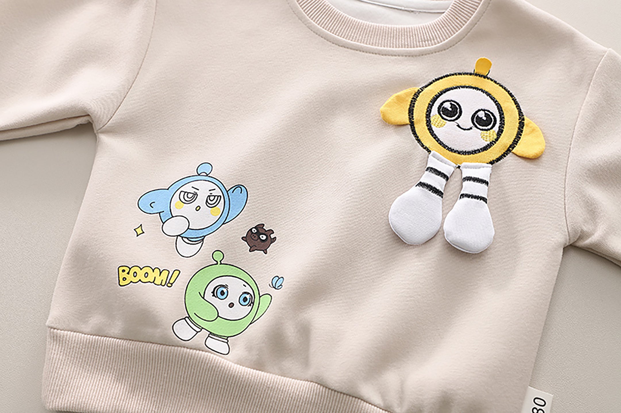Kids Beige & White Pure Cotton Top with Trousers