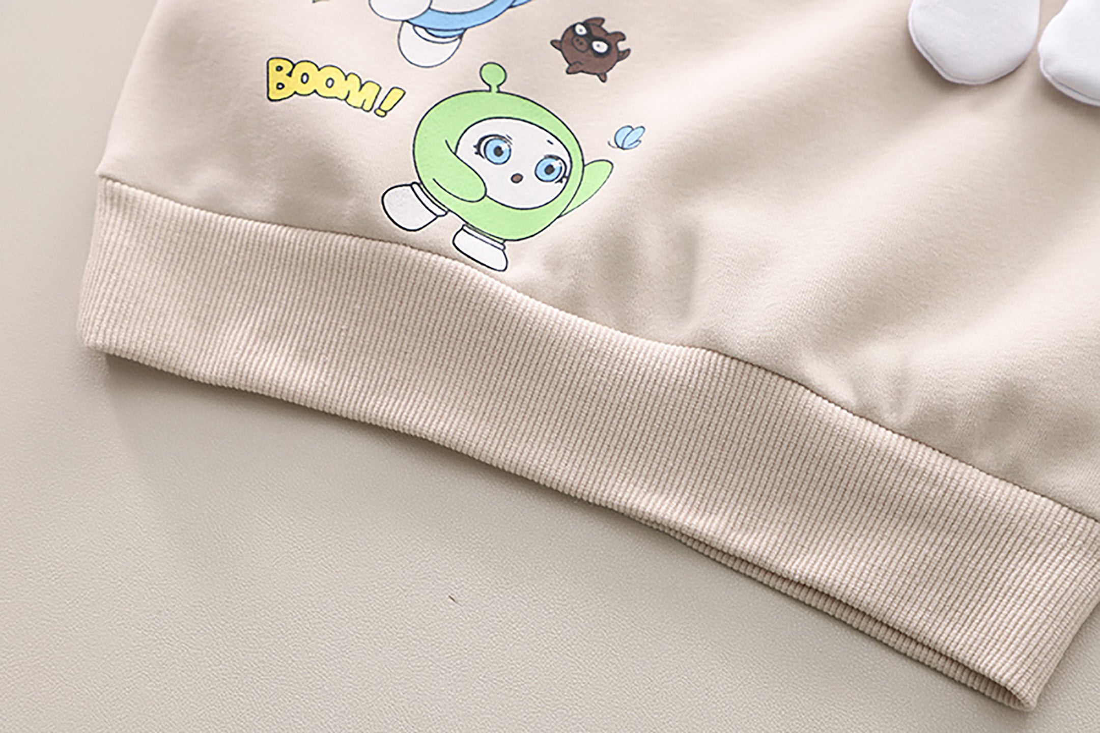 Kids Beige & White Pure Cotton Top with Trousers