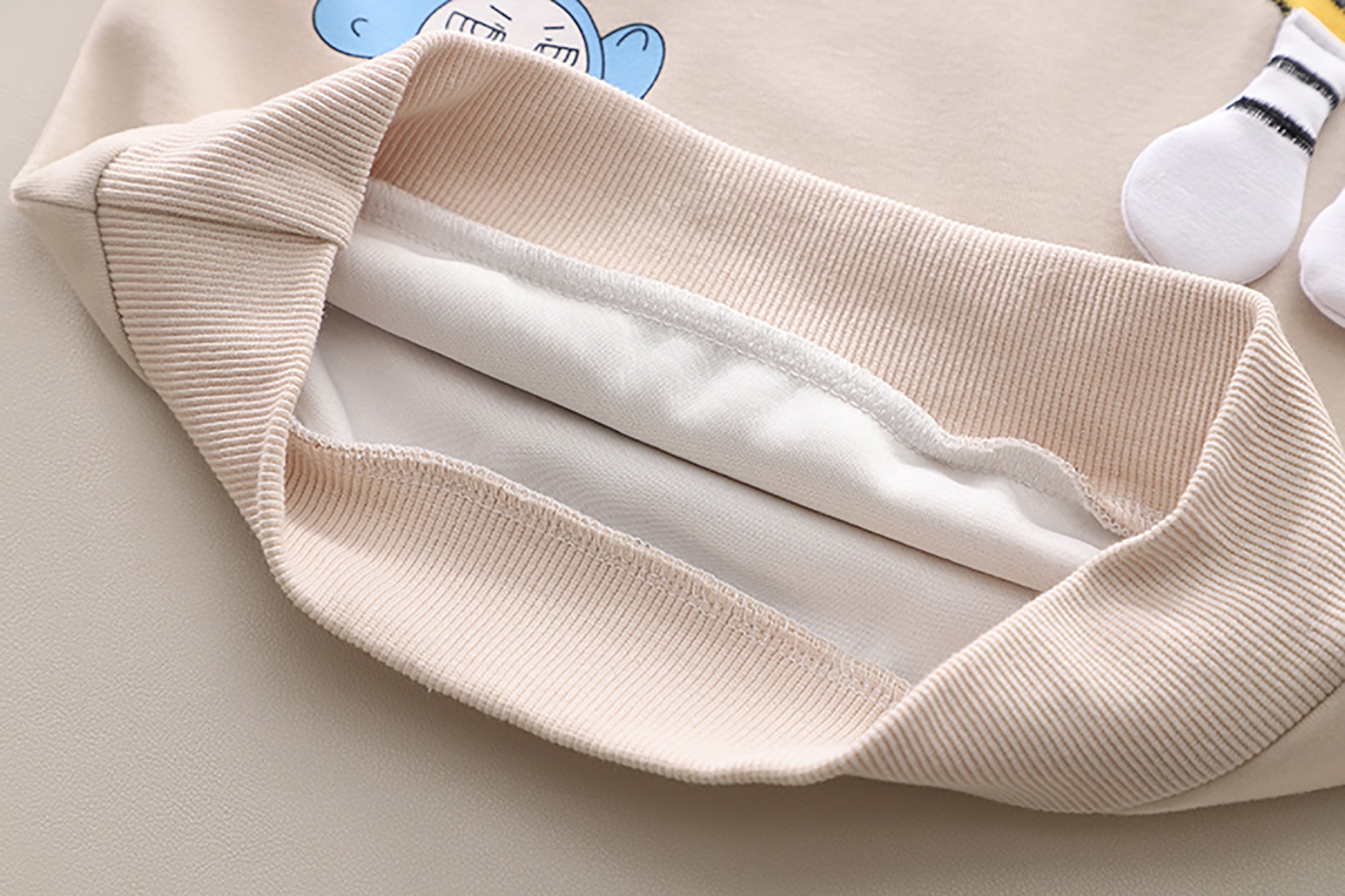 Kids Beige & White Pure Cotton Top with Trousers