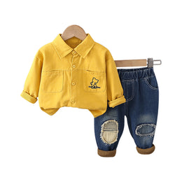 Kids Yellow & Blue Pure Cotton Shirt with Trousers