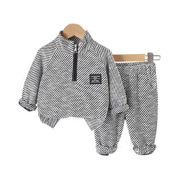 Kids Black & White Striped Pure Cotton Top with Pyjamas