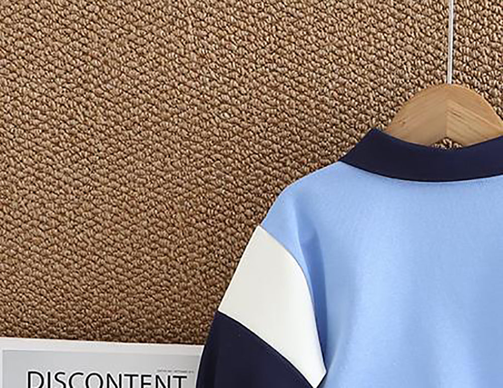 Kids Printed Polo Collar Pure Cotton T-shirt with Trousers
