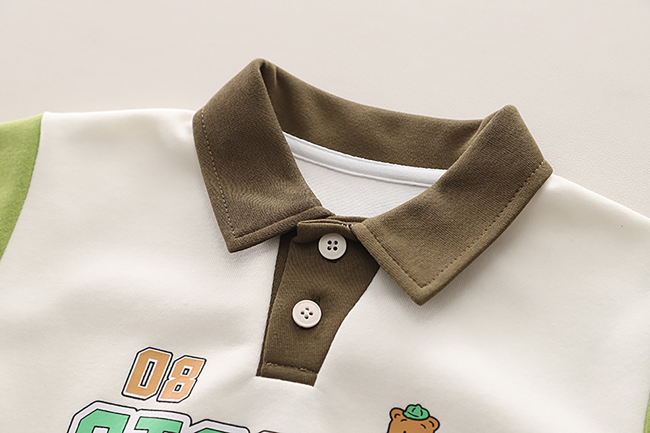 Kids Colourblocked Polo Collar Pure Cotton T-shirt With Joggers