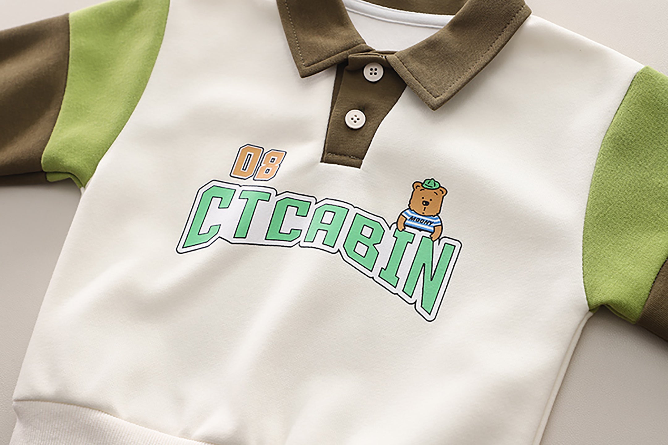 Kids Colourblocked Polo Collar Pure Cotton T-shirt With Joggers