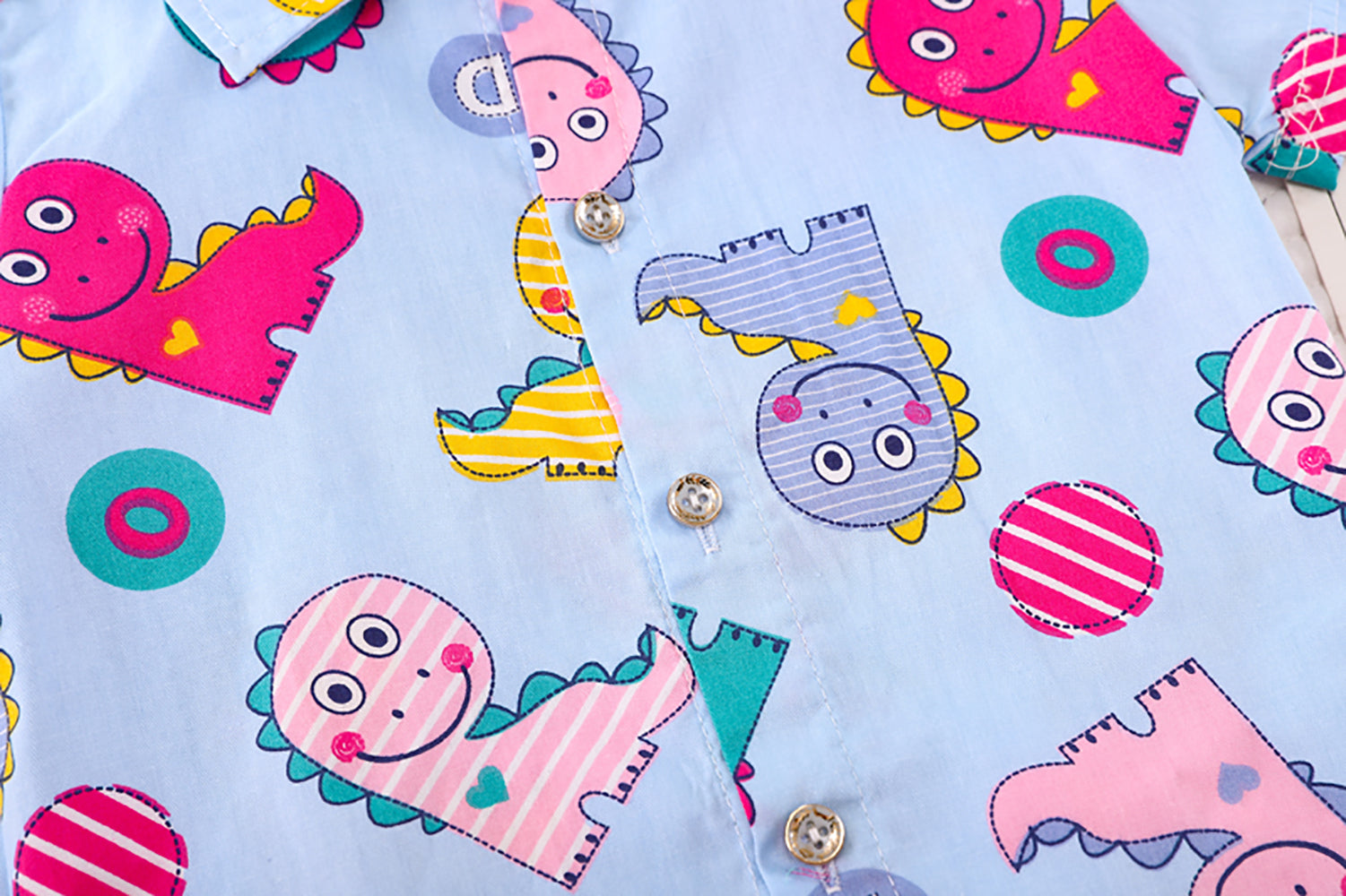 Kids Blue & Yellow Printed Pure Cotton Shirt with Shorts