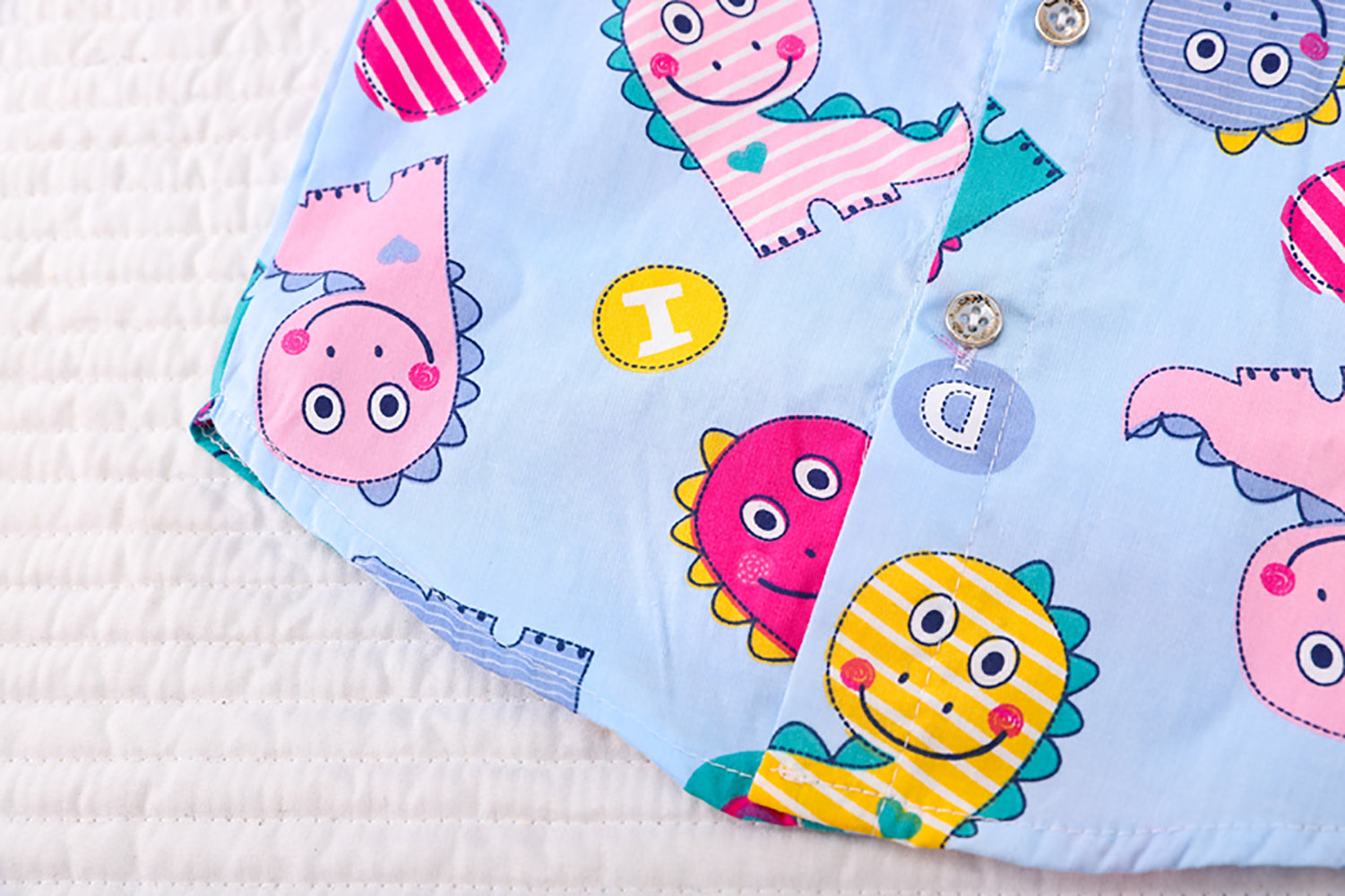 Kids Blue & Yellow Printed Pure Cotton Shirt with Shorts