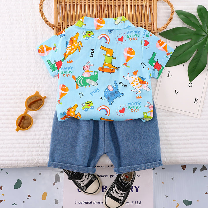 Kids Printed Pure Cotton Shirt with Shorts