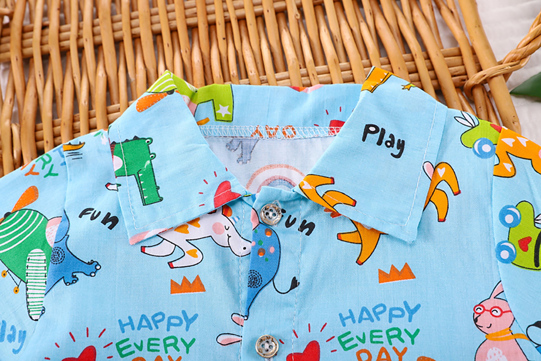 Kids Printed Pure Cotton Shirt with Shorts