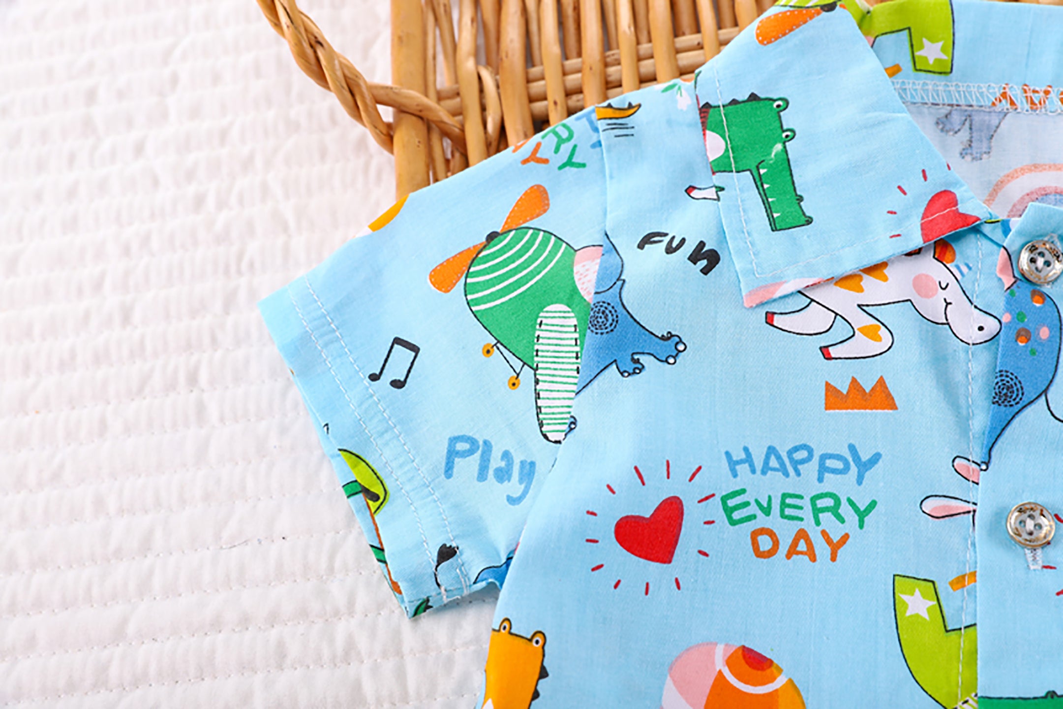 Kids Printed Pure Cotton Shirt with Shorts