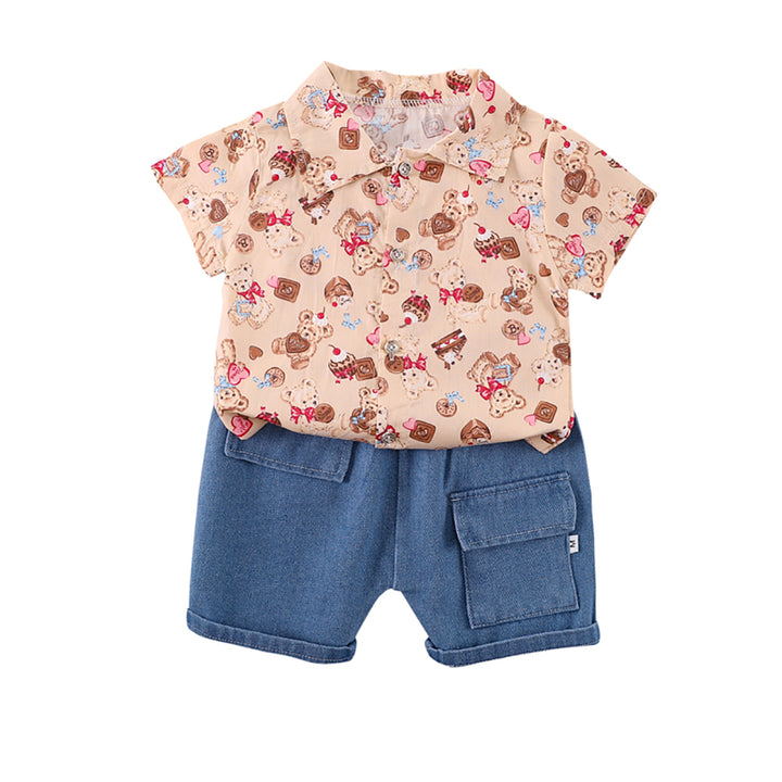 Kids Printed Pure Cotton Shirt With Shorts