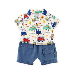 Kids Printed Pure Cotton Shirt With Short