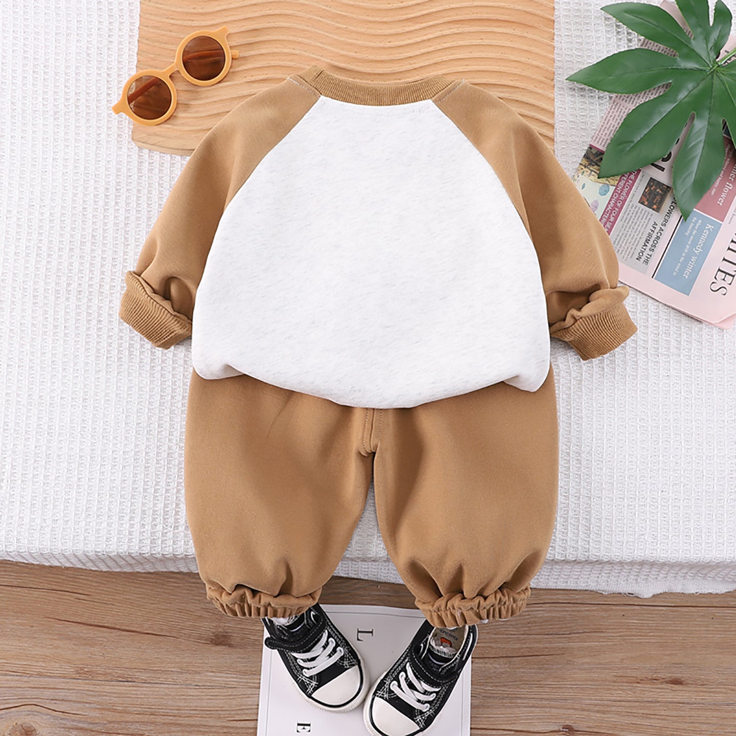 Kids Colourblocked Pure Cotton Sweatshirt with Pyjamas