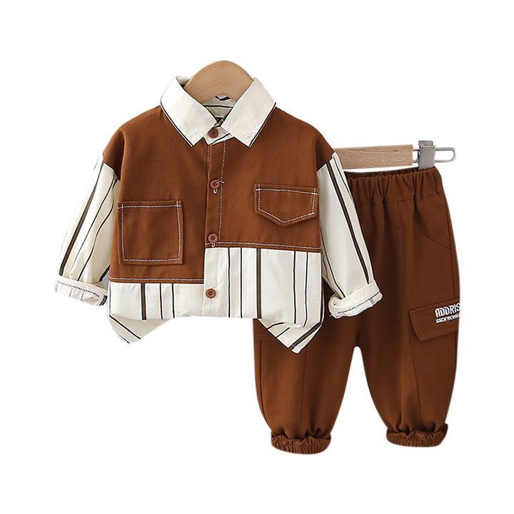 Kids Colourblocked Pure Cotton Top With Trouser