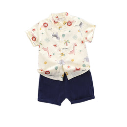Boys Printed Shirt With Shorts Clothing Set