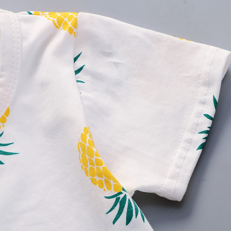 Boys Yellow Graphic Printed Top with Shorts
