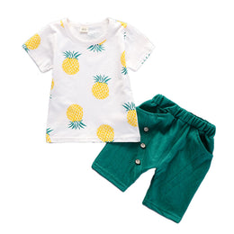 Boys White Graphic Printed Top with Shorts