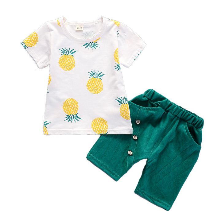 Boys White Graphic Printed Top with Shorts