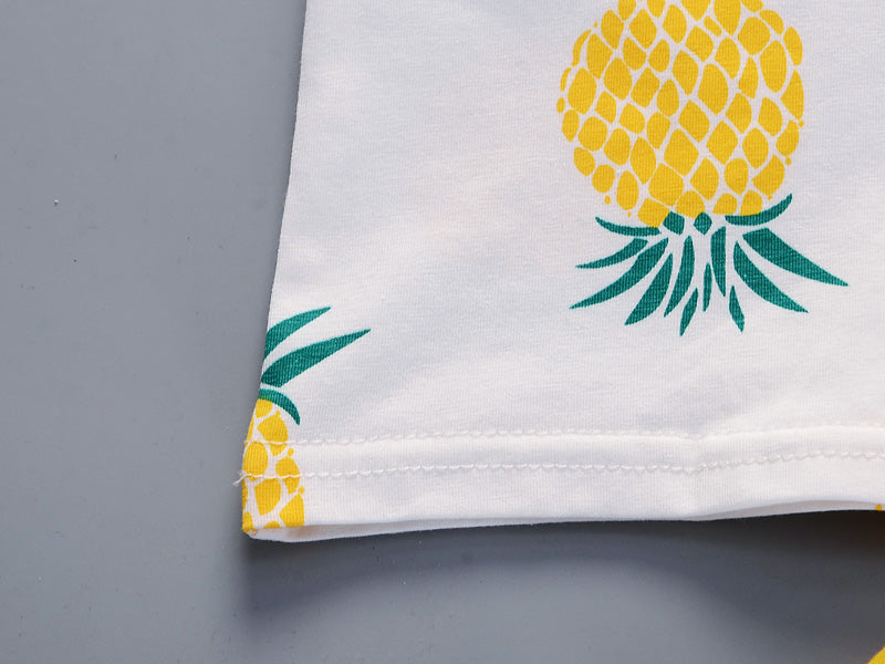 Boys White Graphic Printed Top with Shorts