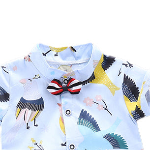 Boys Blue Graphic Printed Shirt with Shorts