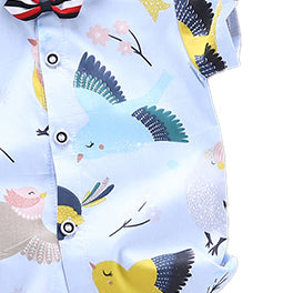 Boys Blue Graphic Printed Shirt with Shorts