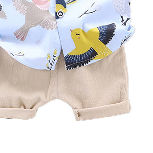 Boys Blue Graphic Printed Shirt with Shorts