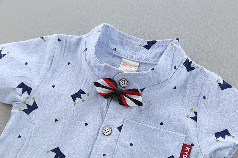 Boys Blue Graphic Printed Shirt with Shorts