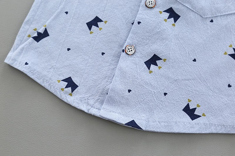 Boys Blue Graphic Printed Shirt with Shorts