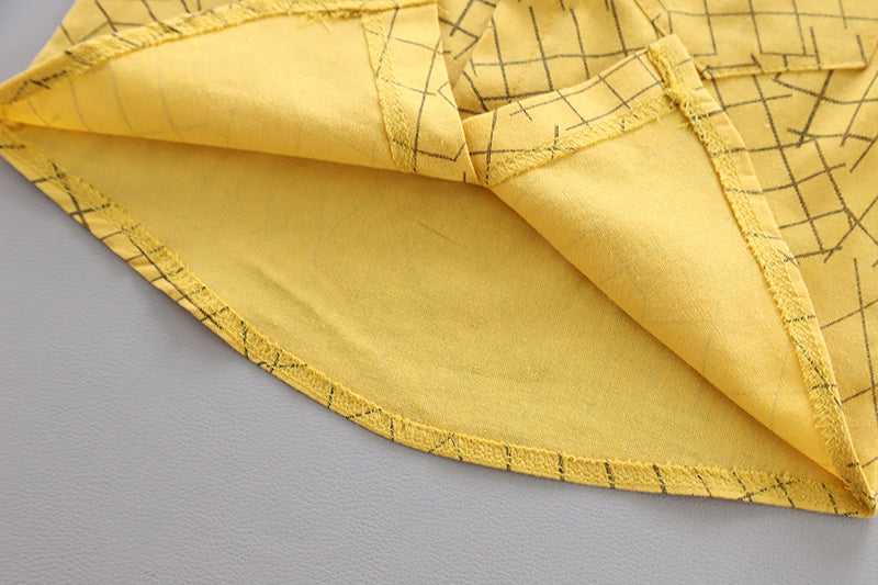 Boys Checked Shirt Collar Shirt Collar Shirt with Shorts