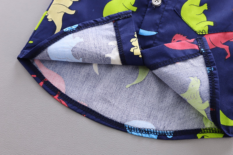 Boys Navy Blue Abstract Printed Shirt with Shorts