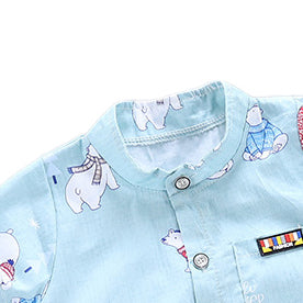 Boys Conversational Printed Shirt with Shorts