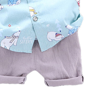 Boys Conversational Printed Shirt with Shorts