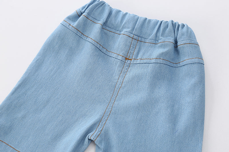 Boys White & Blue Printed Shirt with Shorts