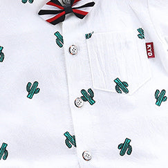 Boys White Graphic Printed Shirt with Shorts