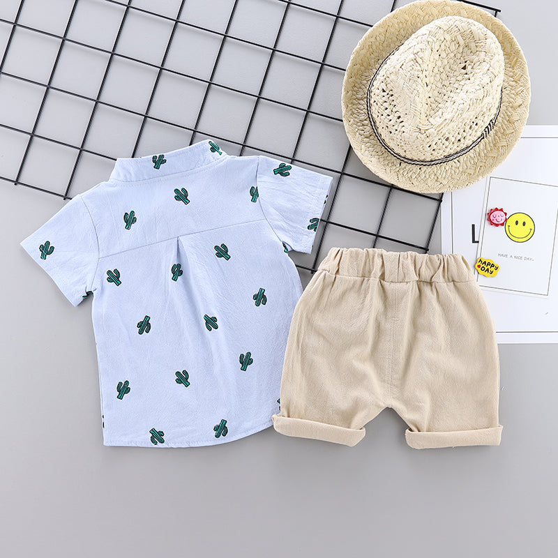 Boys Conversational Printed Shirt with Shorts