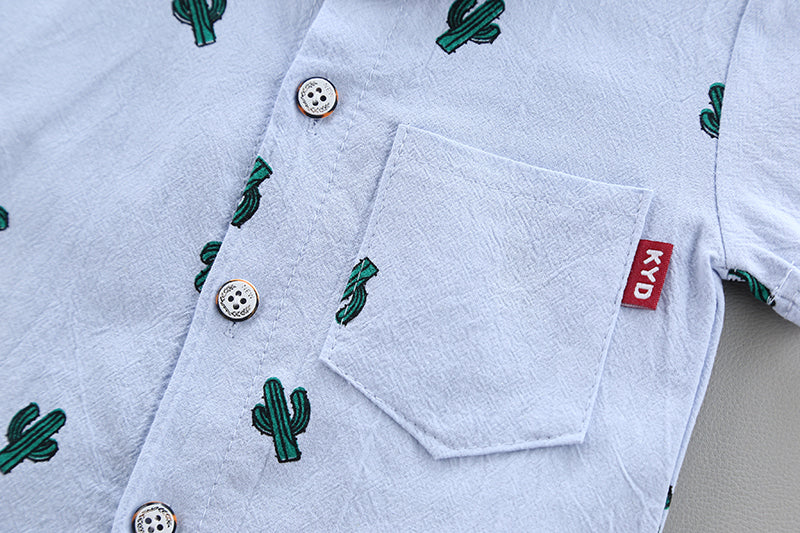 Boys Conversational Printed Shirt with Shorts
