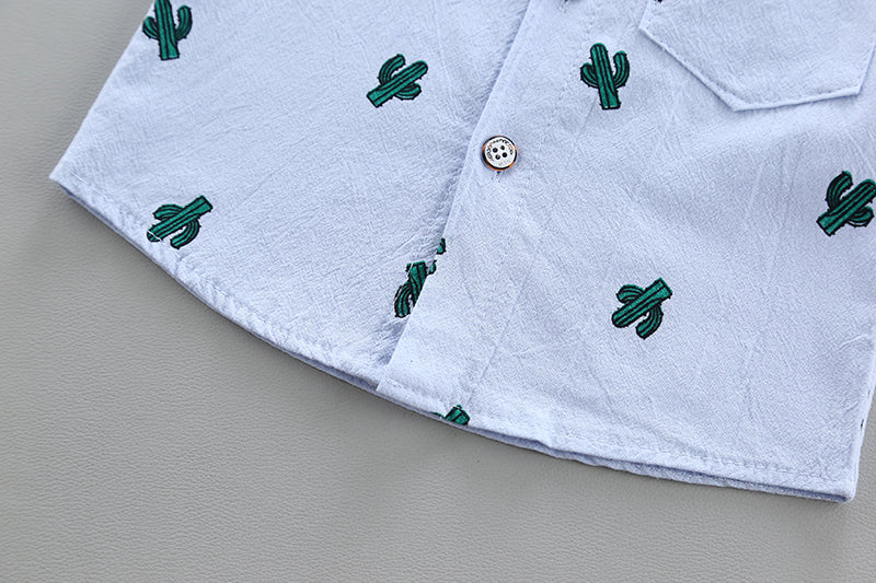 Boys Conversational Printed Shirt with Shorts