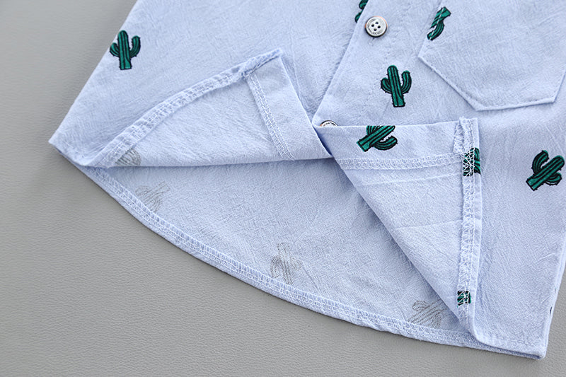 Boys Conversational Printed Shirt with Shorts