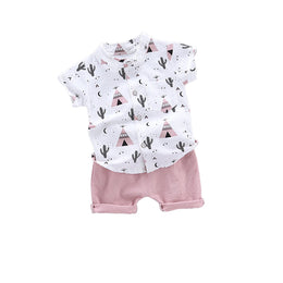 Boys White Graphic Printed Shirt with Shorts